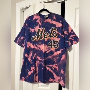 XXL Custom Tie Dye Mets T-Shirt: 45 Pedro Martinez